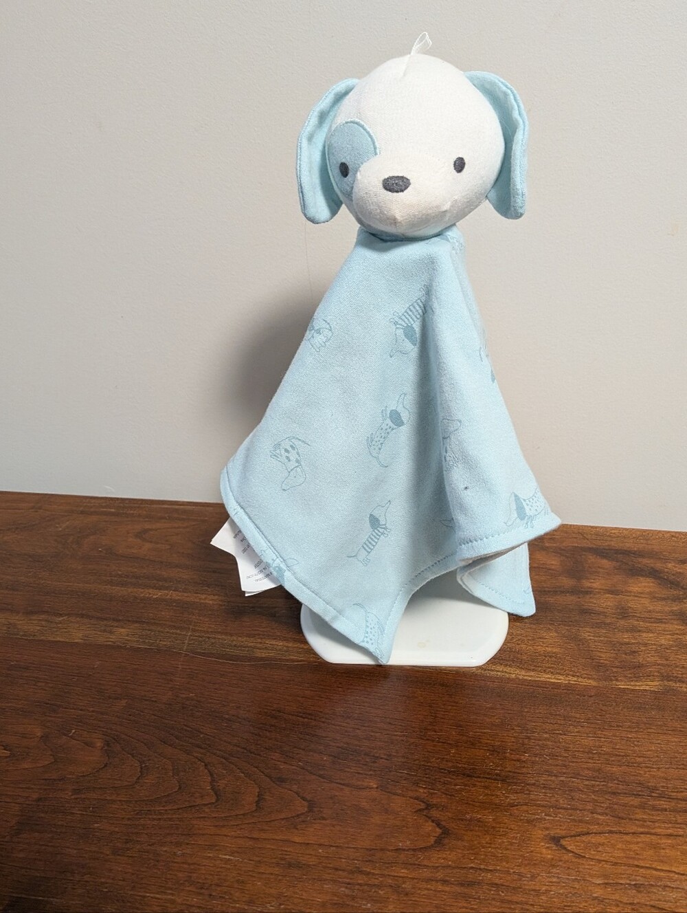 Blue Puppy Lovey Security Blanket. Organic Cotton. Like New. Little Dog Printed.